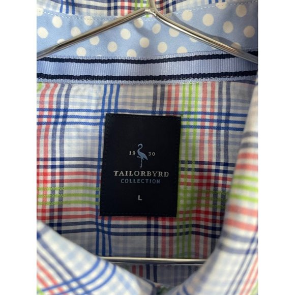 Tailorbyrd Collection Men's L Multicolor Plaid Long Sleeve Button Down Shirt - Picture 3 of 5